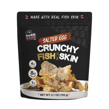 Kuma Bear Crunchy Fish Skin Chips -Salty Egg Flavor 3.7oz.(105g)