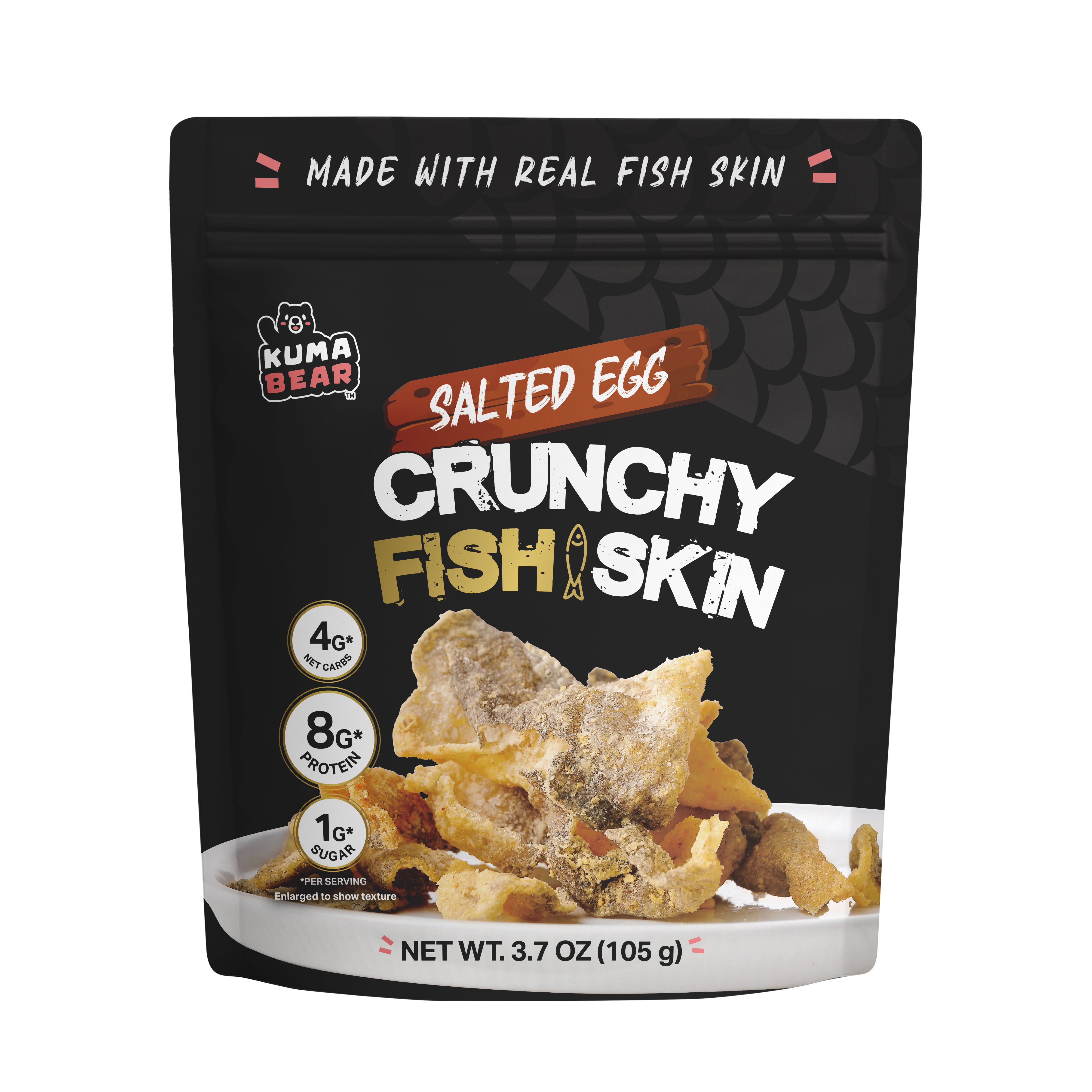 Kuma Bear Crunchy Fish Skin Chips -Salty Egg Flavor 3.7oz.(105g)