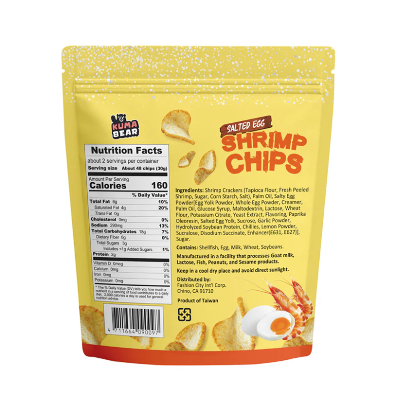 Kuma Bear Salted Egg Shrimp Chips 2.5oz (70g)